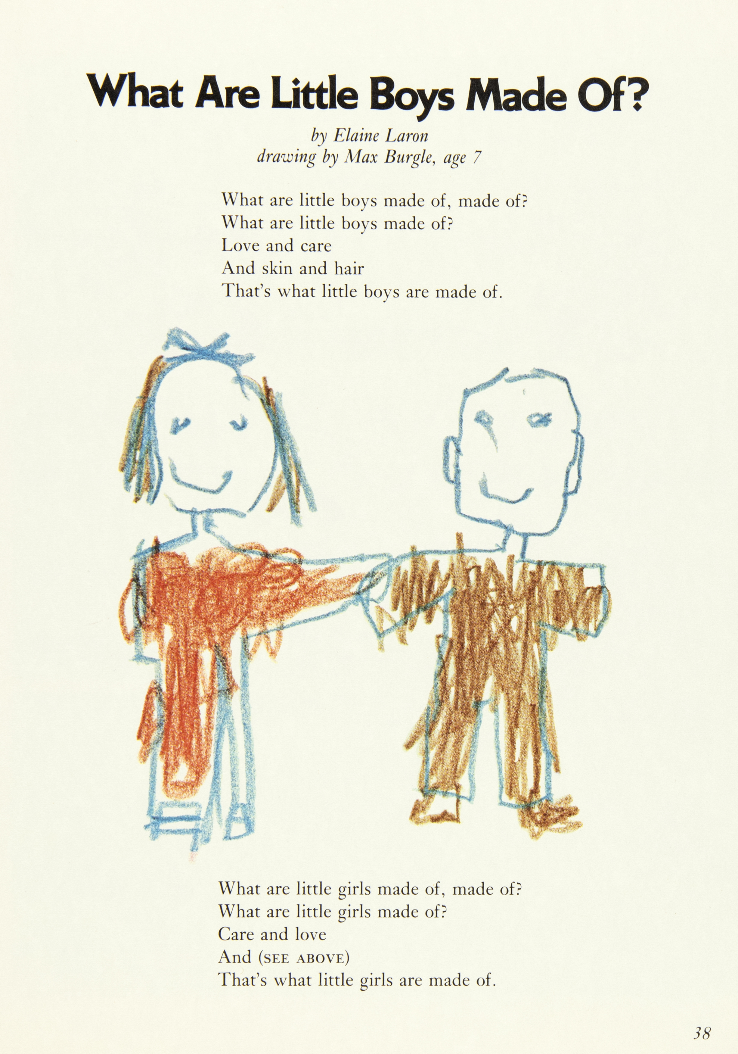 Illustaton of girl and boy holding hands 