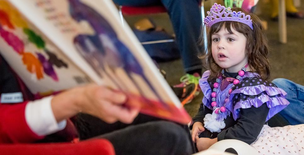 Young child listening during storytime